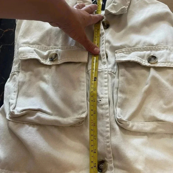 zara denim jacket womens Size S Pockets Cotton Oversized Faded Light - Picture 2 of 6